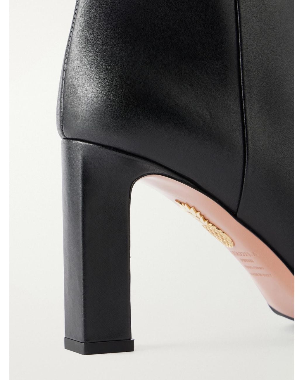 Aquazzura Black Sellier 85 Leather Knee Boots