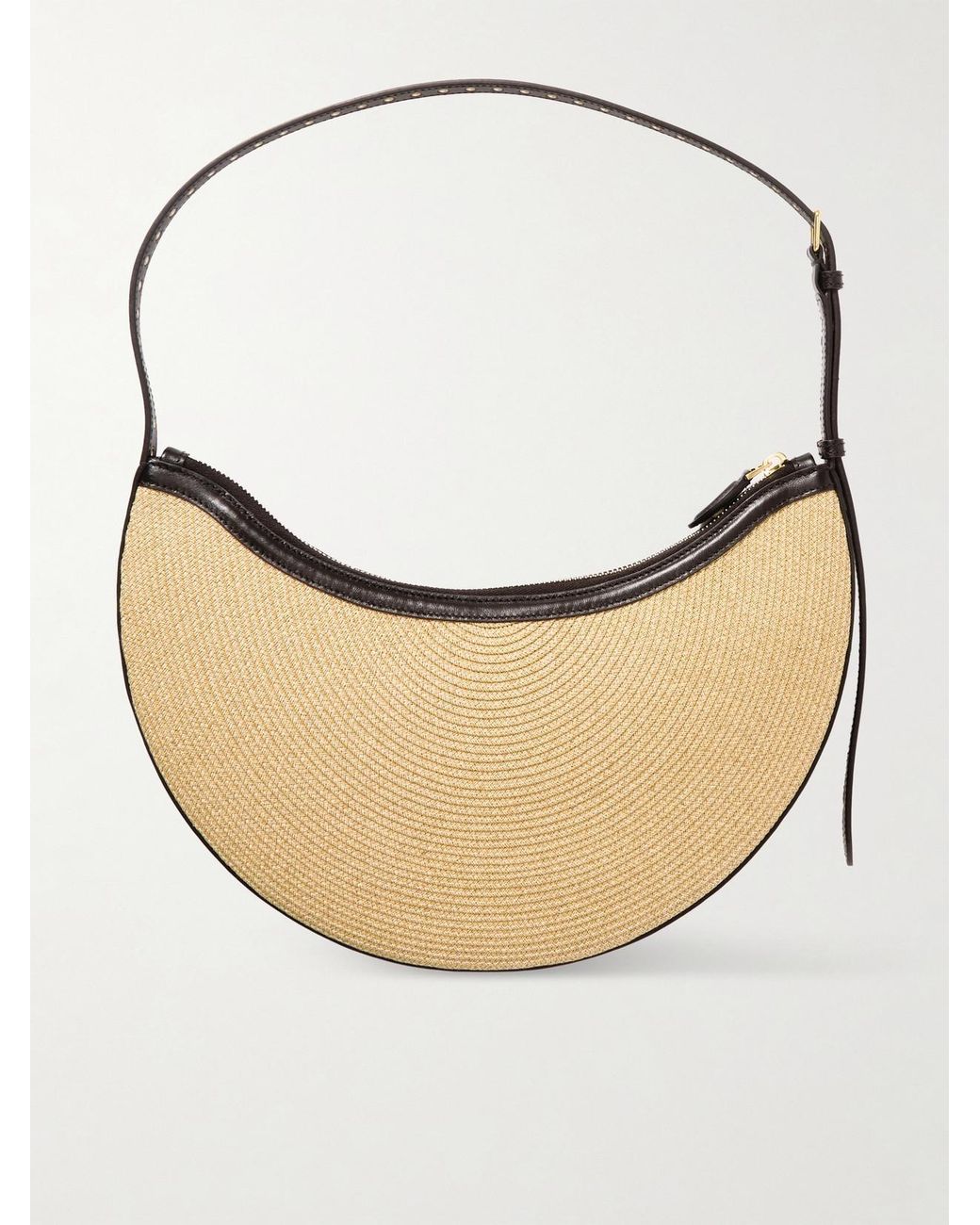 Alaïa Natural Demi Leather-Trimmed Raffia Shoulder Bag
