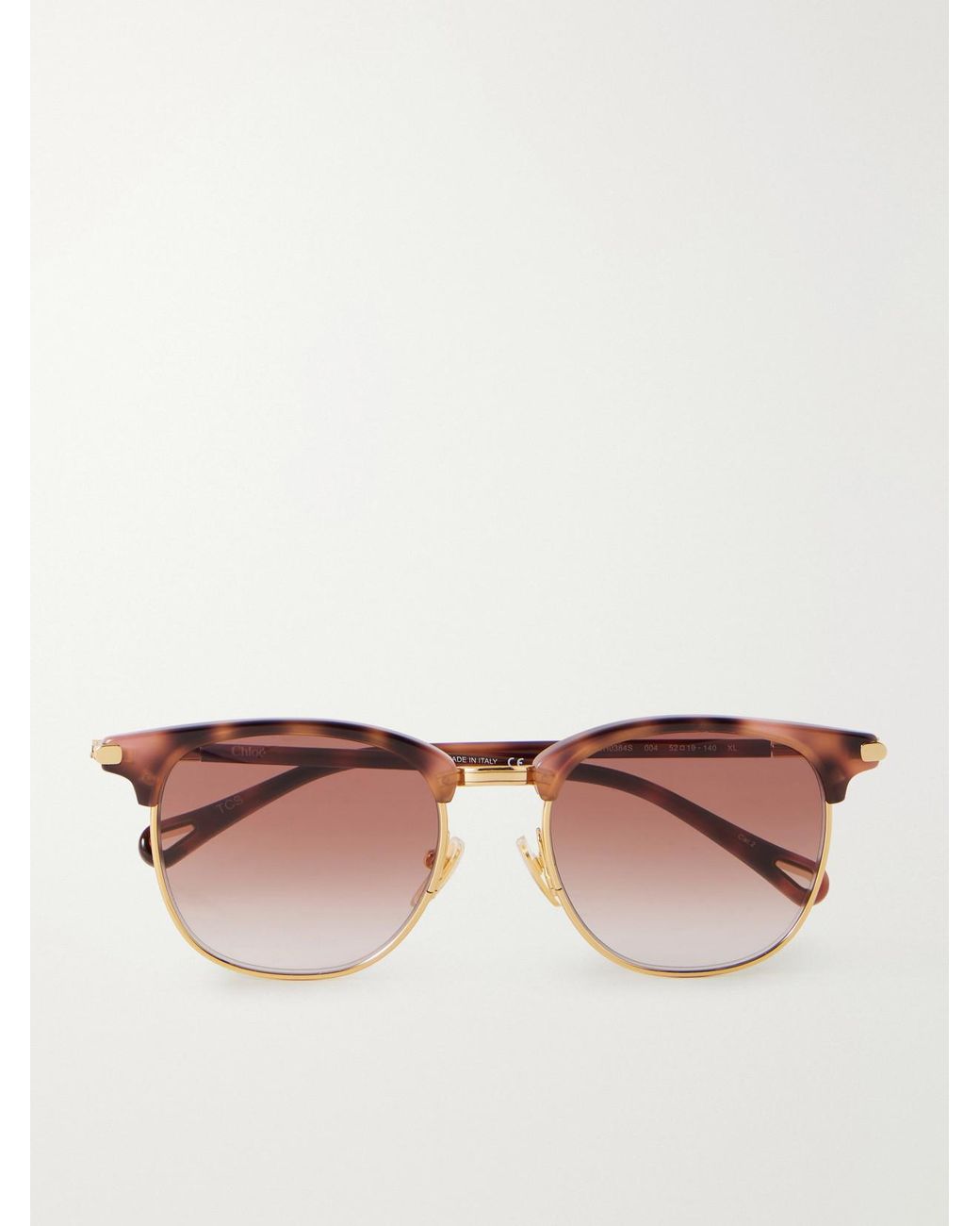 Chloé Pink Tubolar D-Frame Acetate And-Tone Sunglasses