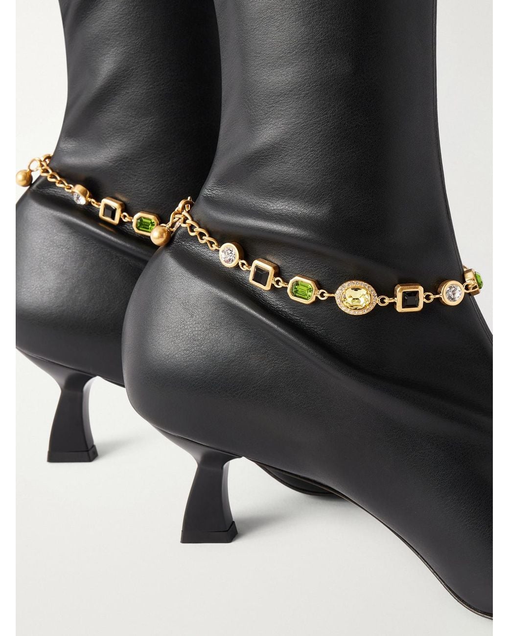 NODALETO Black Dona 50 Embellished Leather Ankle Boots