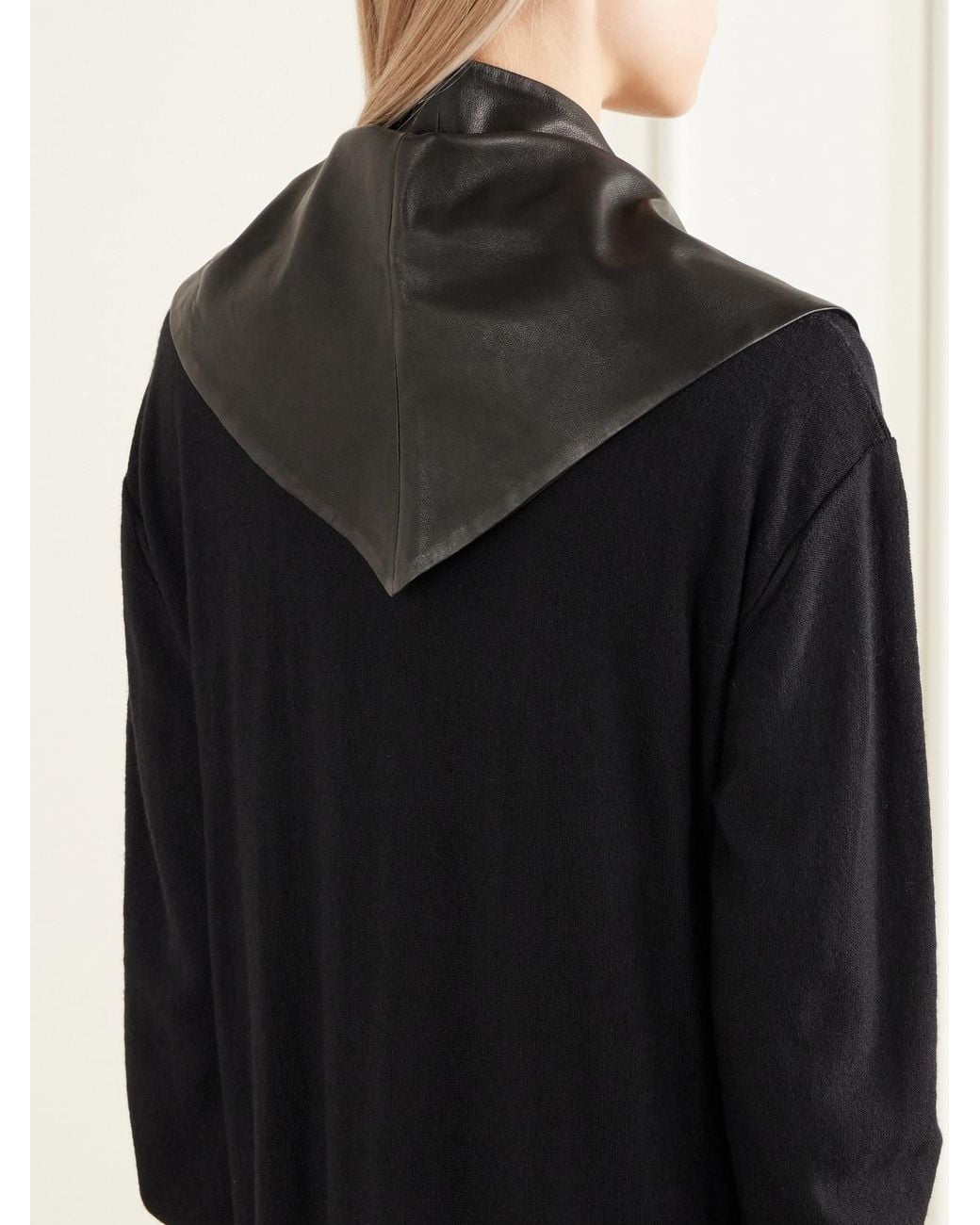 Lemaire Black Textured-Leather Scarf