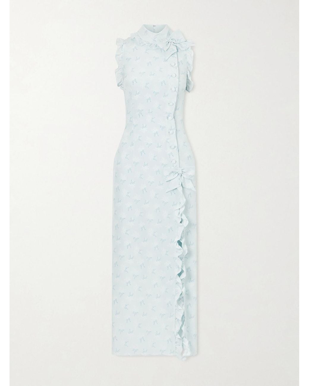 Alessandra Rich White Printed Silk Midi Dress