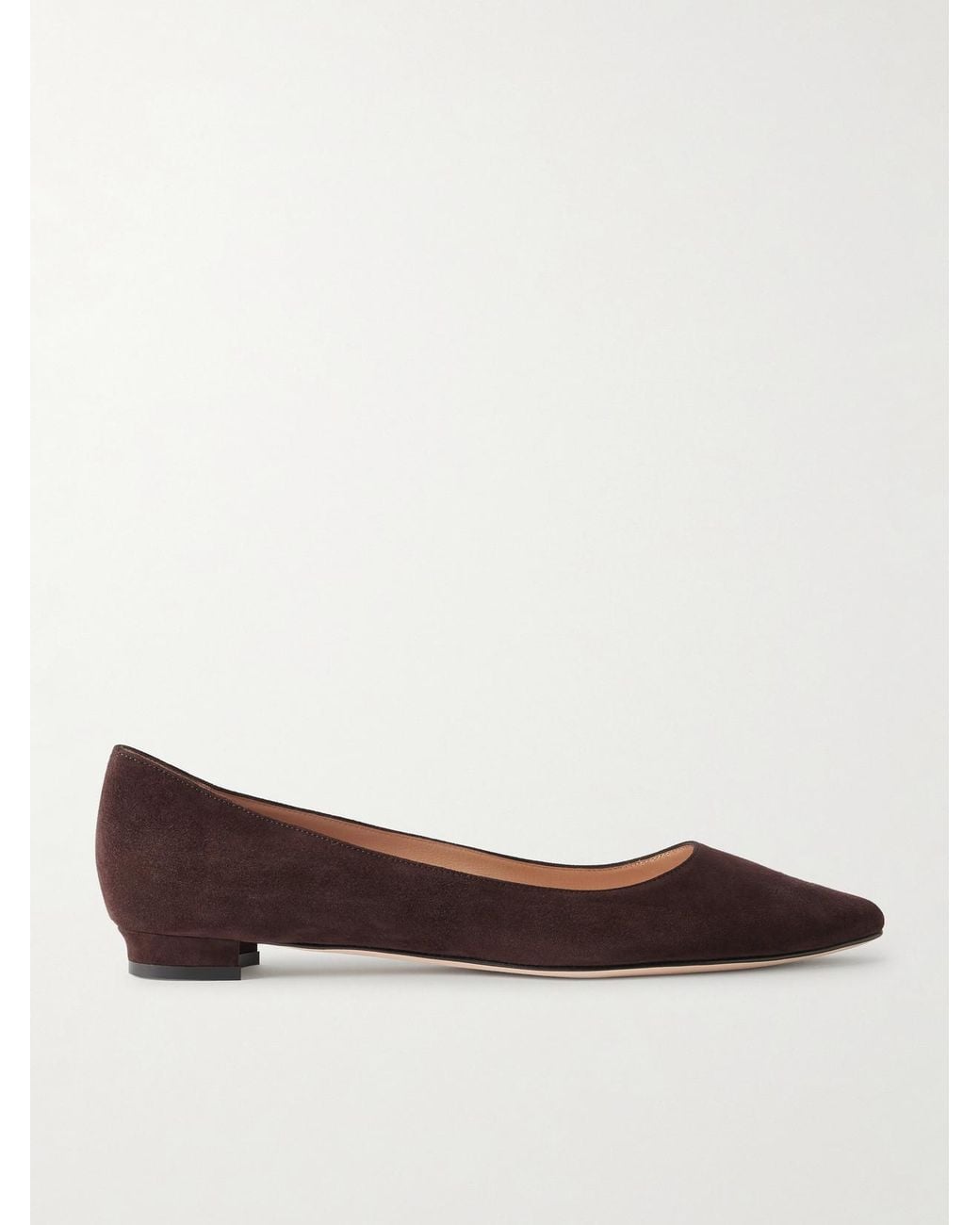 Manolo Blahnik Brown Bb Suede Ballet Flats