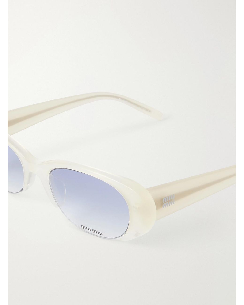 Miu Miu White Round-Frame Acetate Sunglasses