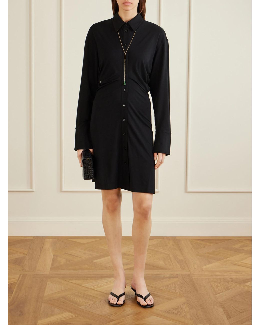 Totême Blue Slouch Draped Jersey Midi Dress