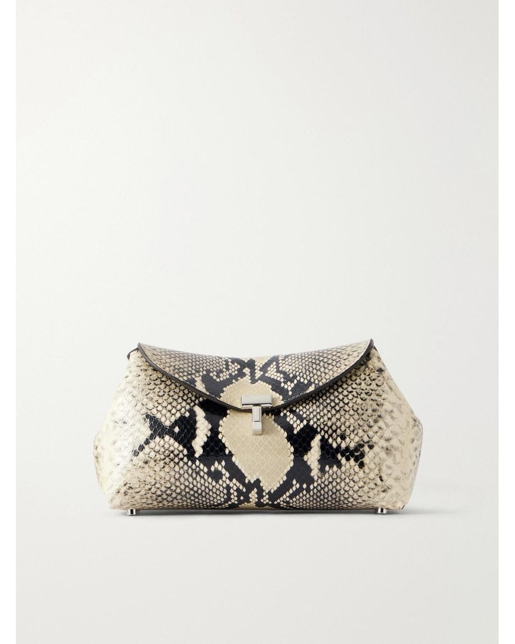 Totême Natural T-Lock Mini Snake-Effect Leather Clutch