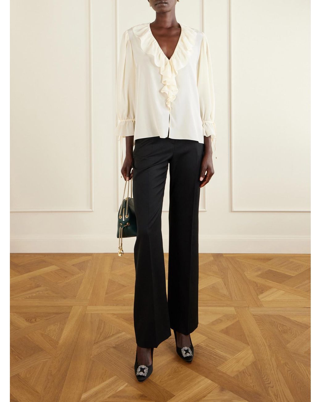 Erdem Green Flora Leather Shoulder Bag