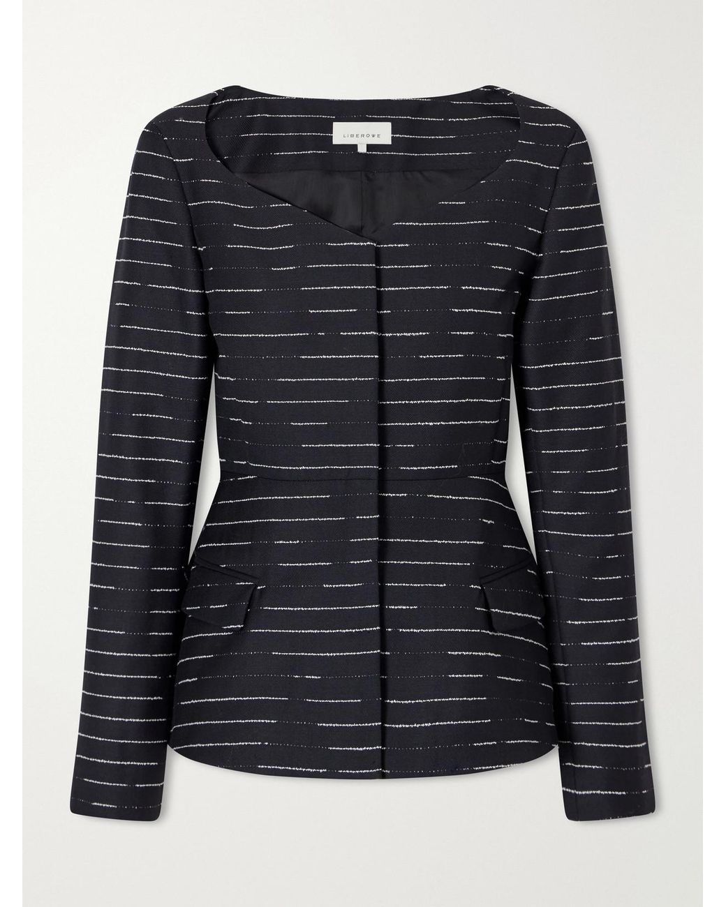 LIBEROWE Black Charlotte Striped Wool-Gabardine Blouse