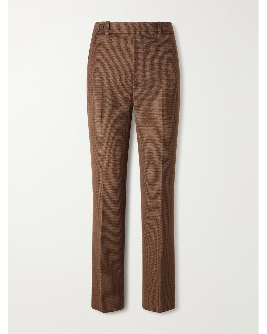 Polo Ralph Lauren Brown Houndstooth Cotton-Blend Straight-Leg Pants