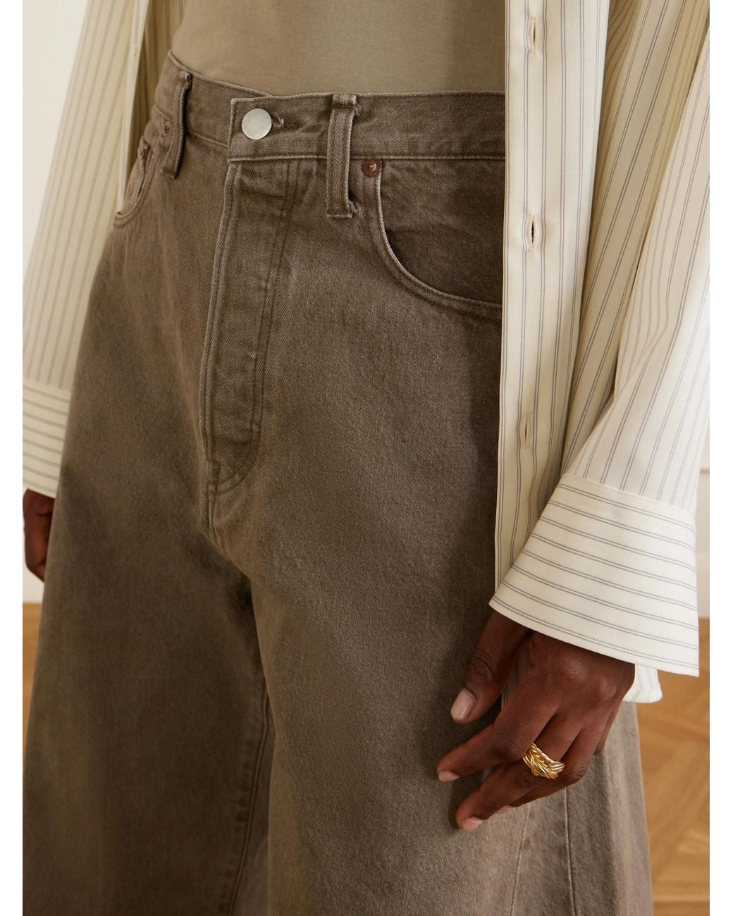 Ssstein Natural Deformation High-Rise Wide-Leg Jeans