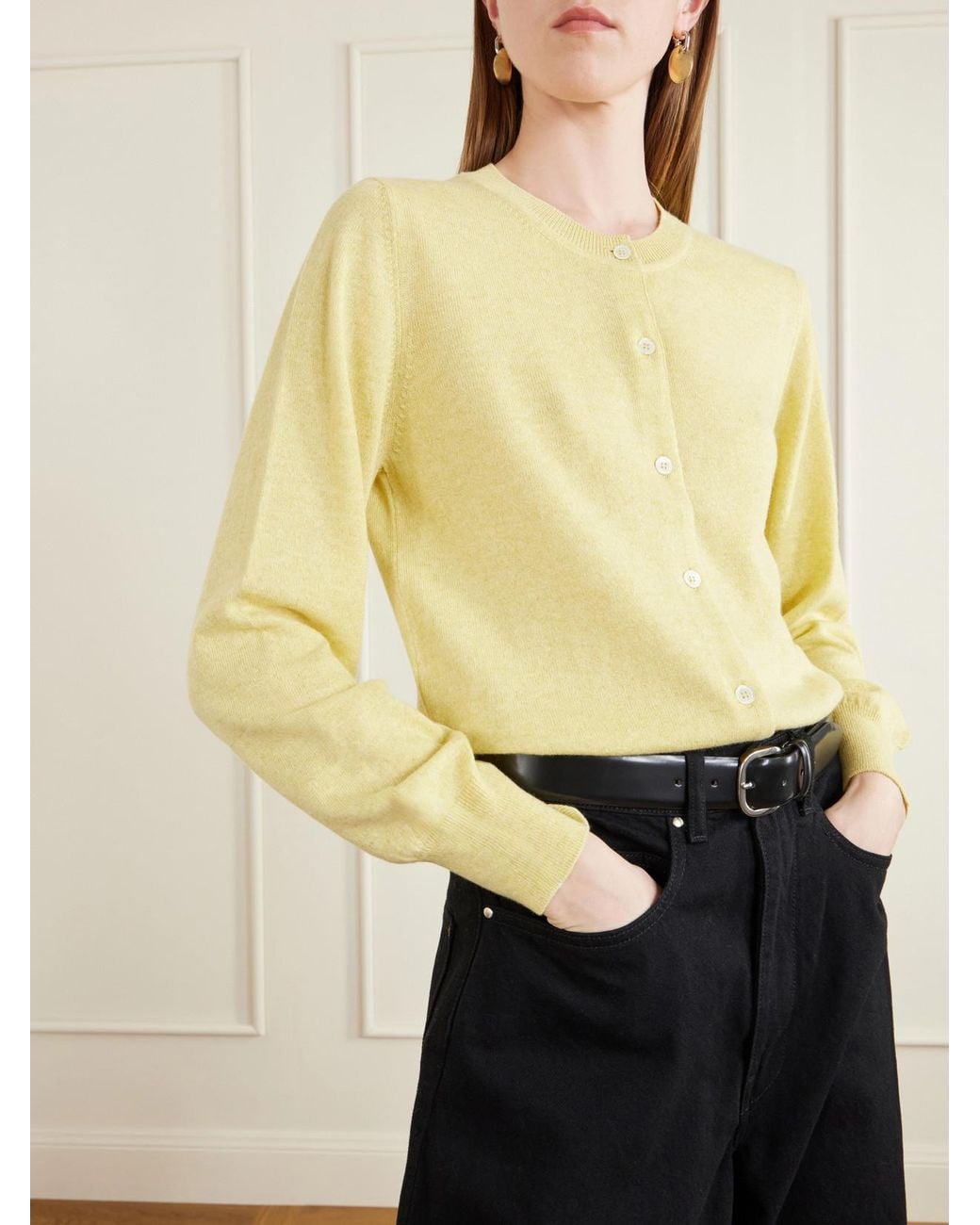 &Daughter Yellow Enya Cashmere And Cotton-Blend Cardigan