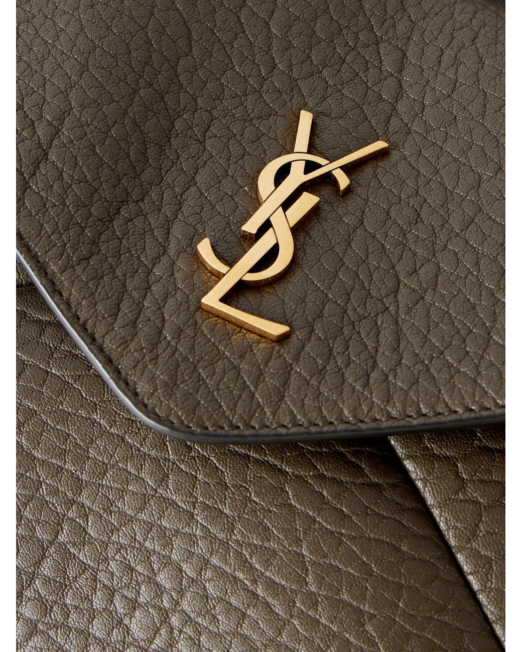 Saint Laurent Natural Cassandre Textured-Leather Shoulder Bag
