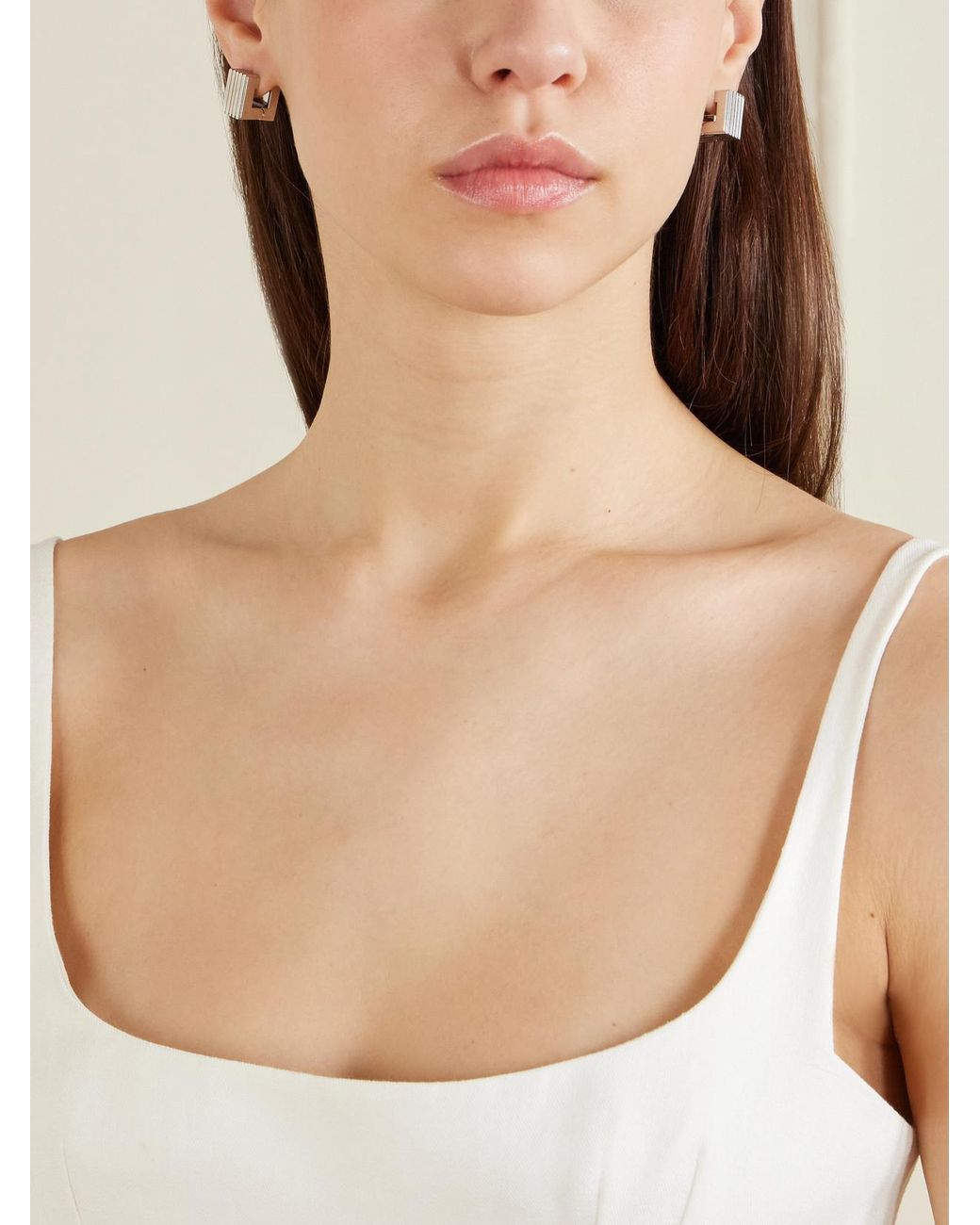 Khaite Metallic Empire Small-Tone Hoop Earrings