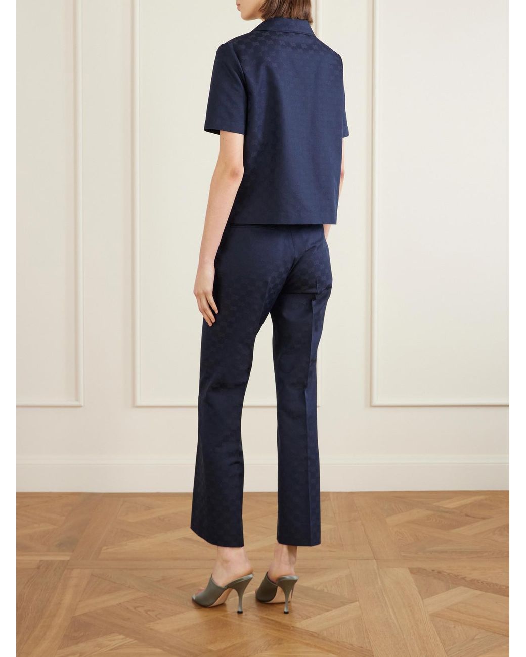 Gucci Blue Jacquard Polo Top