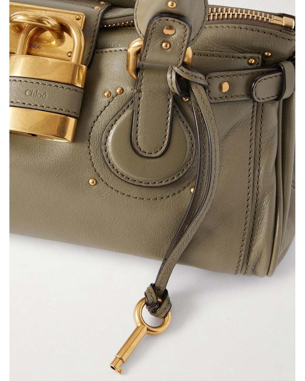 Chloé Natural Paddington Embellished Textured-Leather Tote