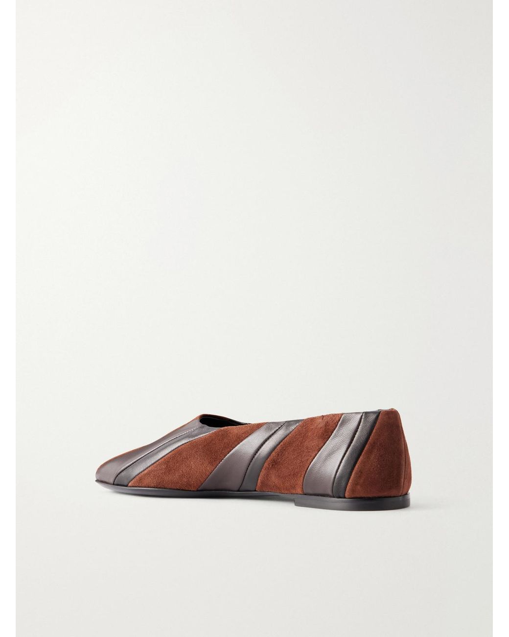 Proenza Schouler Brown Glove Paneled Leather And Suede Ballet Flats