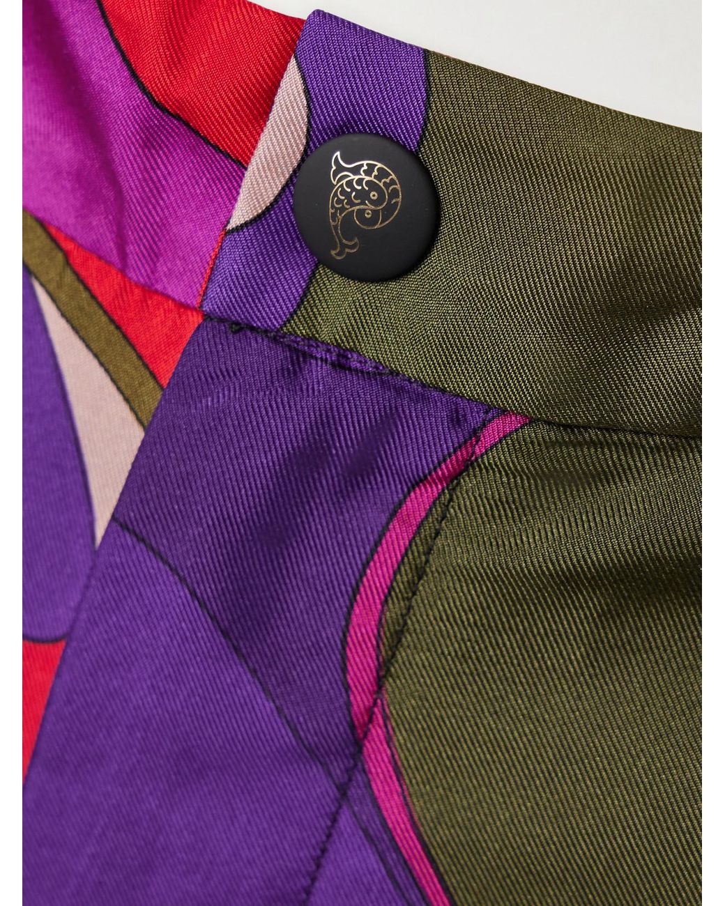 Emilio Pucci Multicolor Orchidee Printed Silk-Twill Straight-Leg Pants