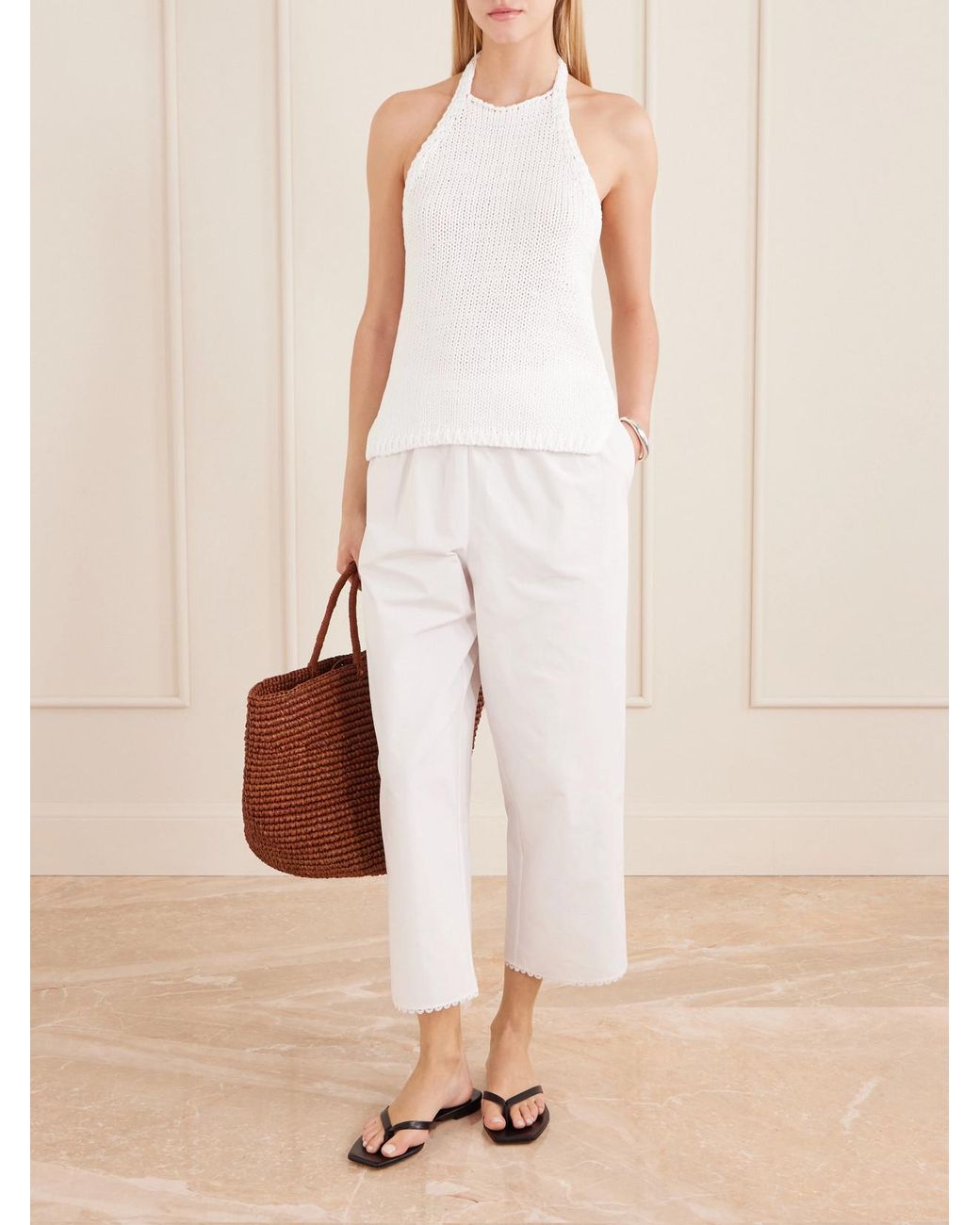 Rohe White Knitted Cotton Halterneck Top