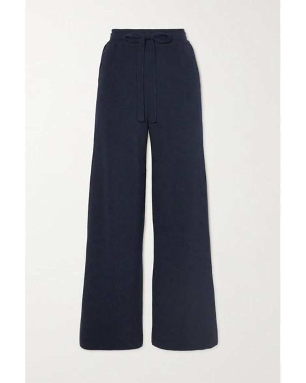 Nanushka Cashmere Oni Ribbed-knit Wide-leg Pants in Navy (Blue) - Lyst