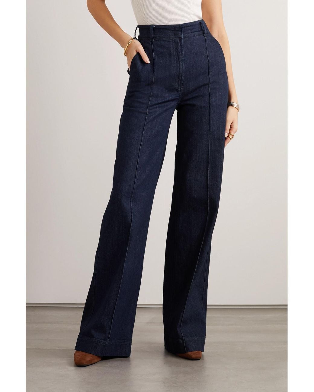 Another Tomorrow Blue + Net Sustain High-rise Straight-leg Stretch Organic Jeans
