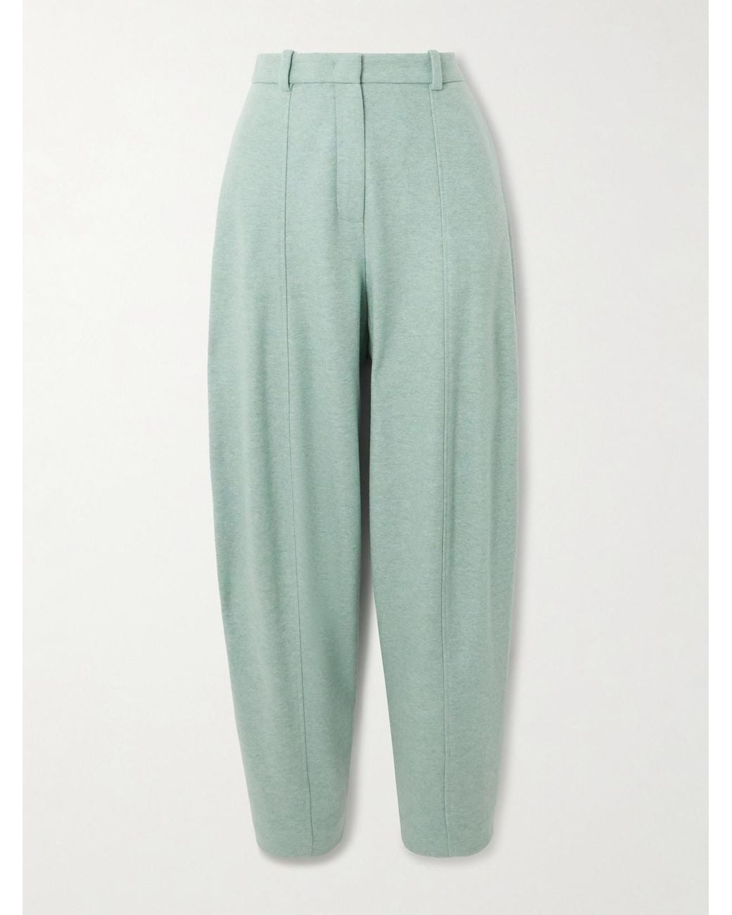 Loro Piana Green Pleated Tapered Cashmere-Blend Pants