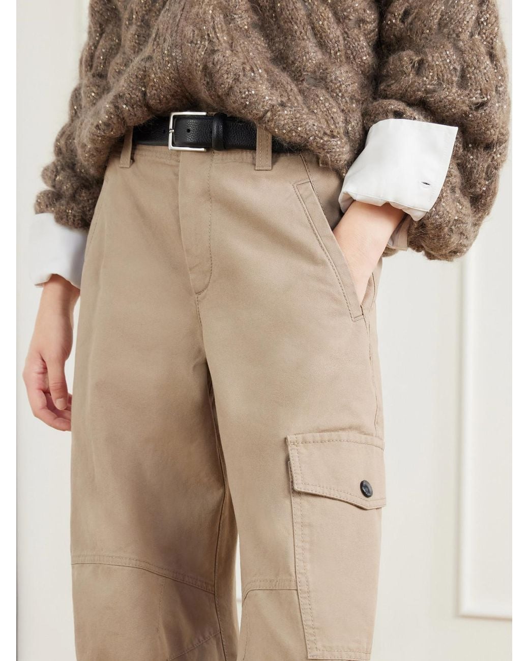 Brunello Cucinelli Natural High-Rise Barrel Jeans