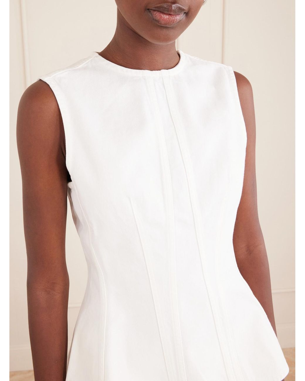 Agolde White Corbin Cotton Peplum Top