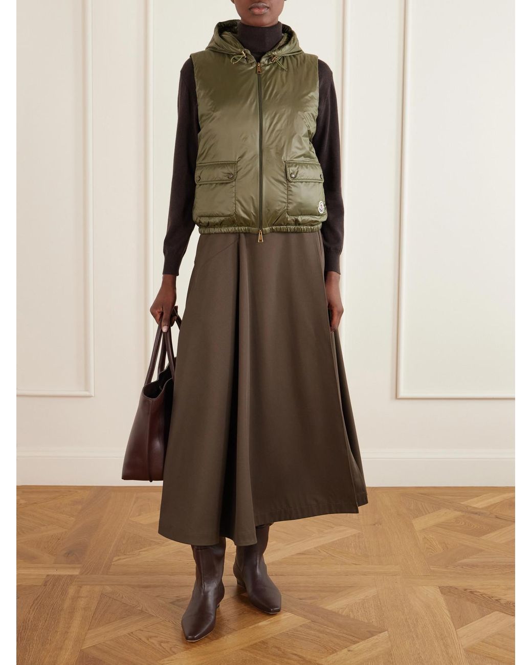 Moncler Green Lansette Hooded Shell Vest