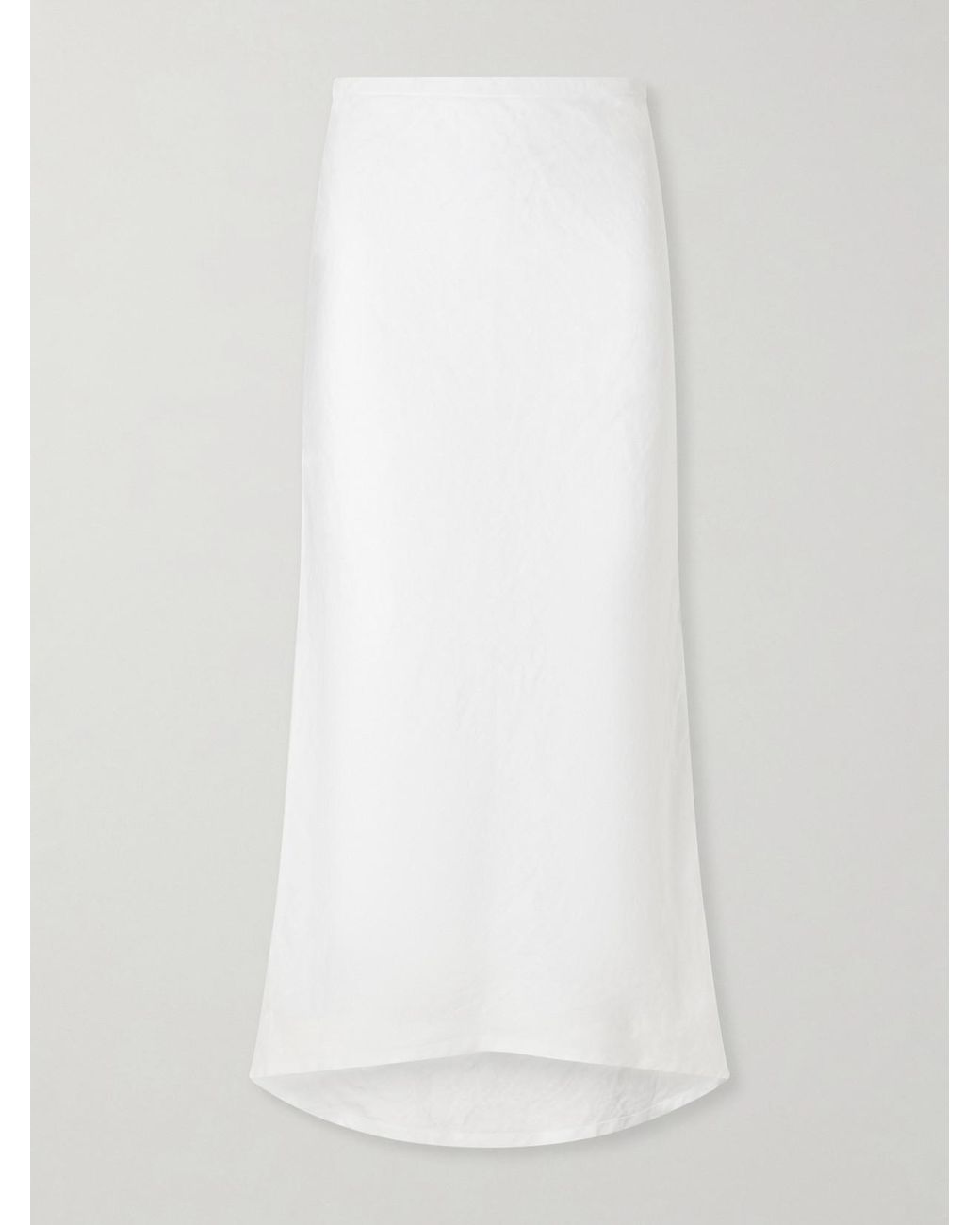 James Perse White Linen-Canvas Midi Skirt