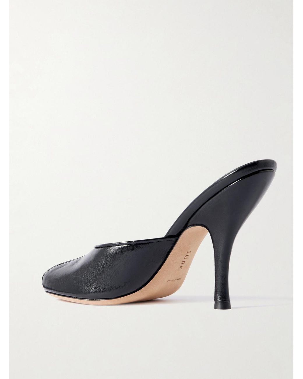 Jude Black Date Cutout Leather Mules