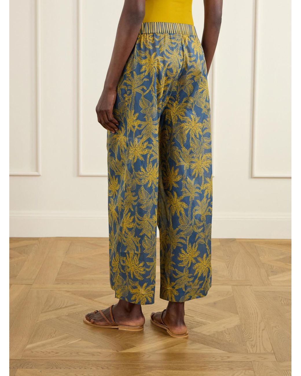 Eres Blue Itinerant Printed Cotton-Voile Straight-Leg Pants