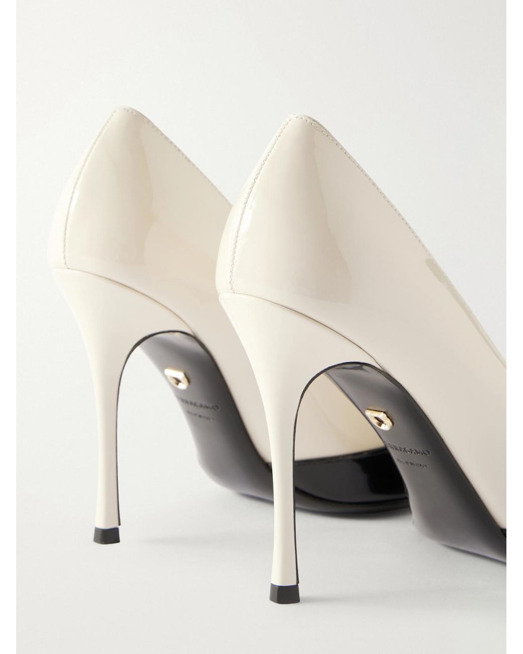 Ferragamo White Yasmin 95 Two-Tone Patent-Leather Pumps