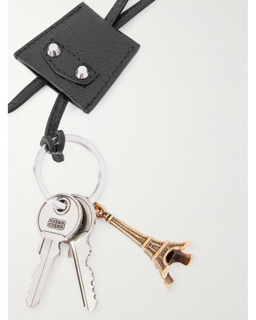 Balenciaga White Le City Eiffel Textured-Leather, And-Tone Bag Charm