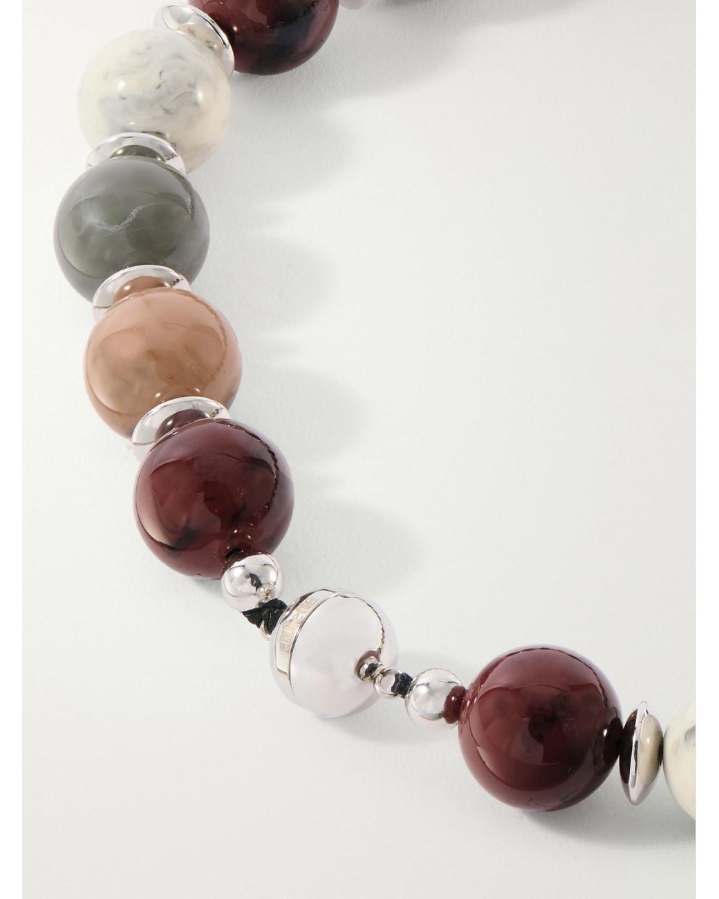 Julietta Natural Mavis Rhodium Pleated Jasper Beaded Necklace