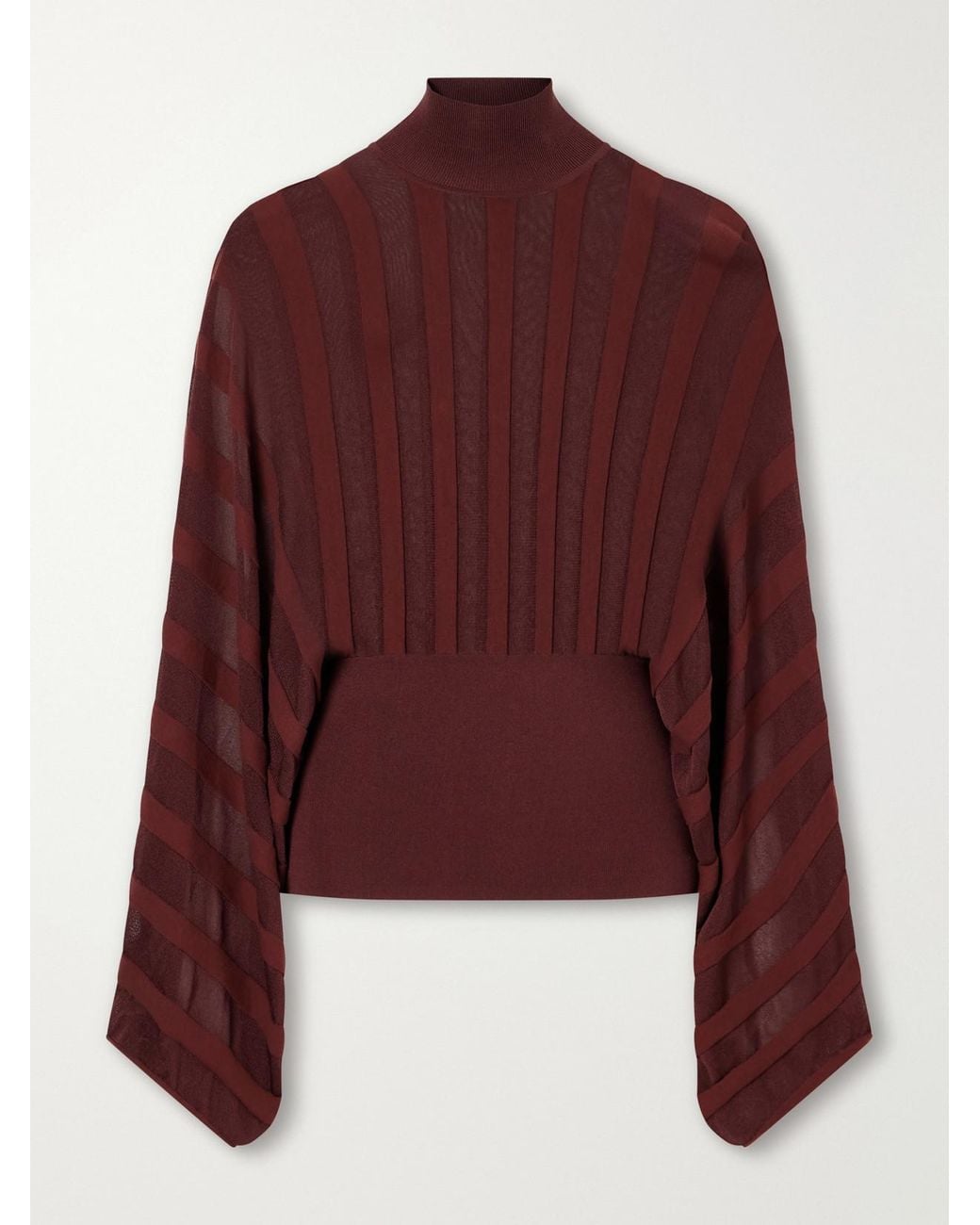 Zimmermann Red Clash Striped Stretch-Jersey Turtleneck Sweater