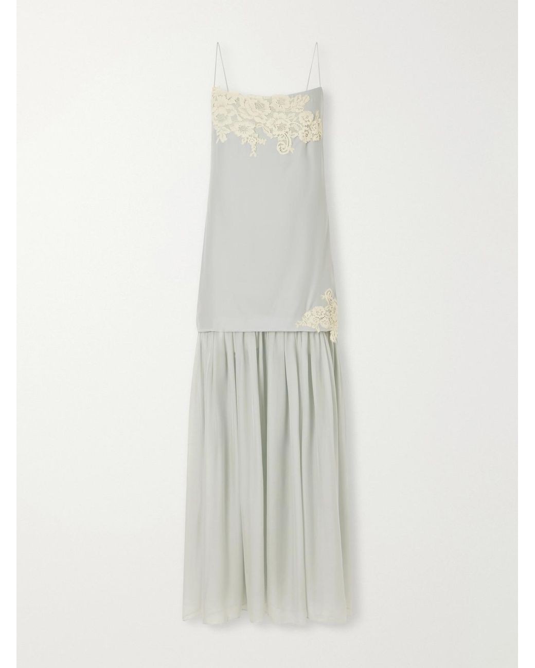 Sir White Noria Lace-Trimmed Silk Crepe De Chine Maxi Dress