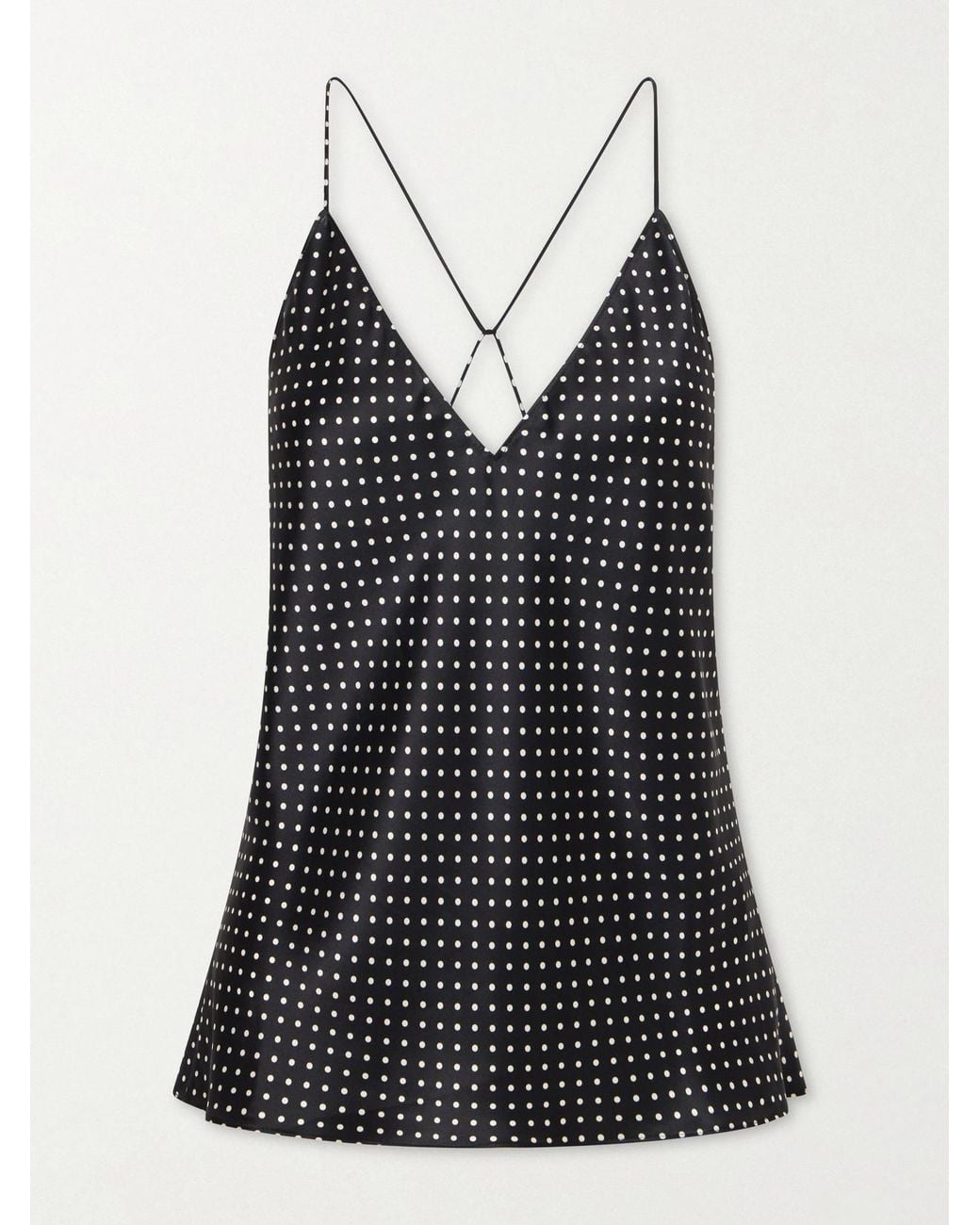 Nili Lotan Black Emile Polka-Dot Silk-Satin Cami