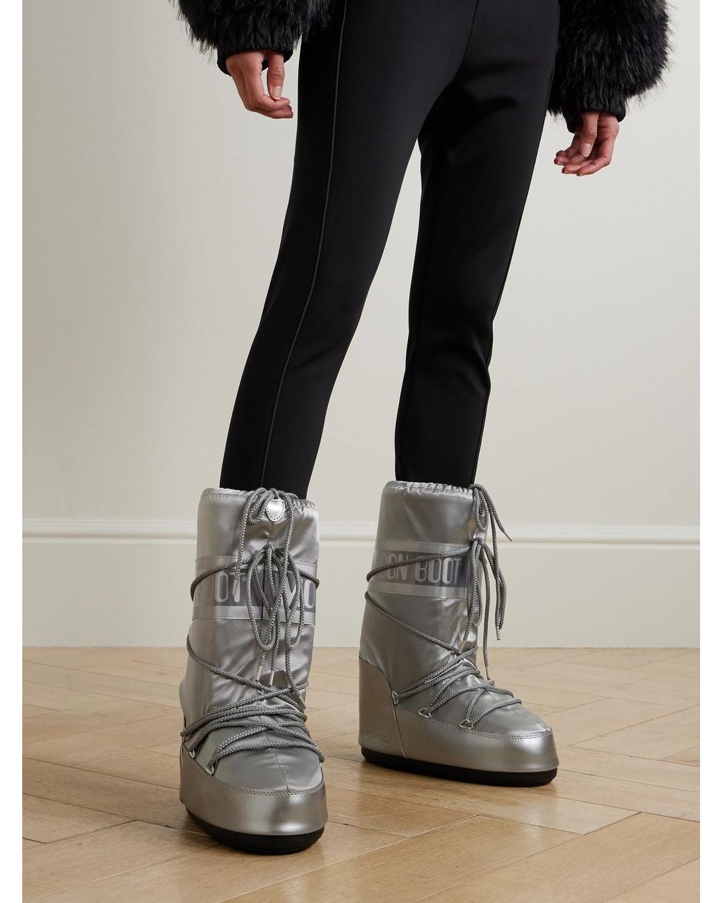 Moon Boot Gray Icon Glance Metallic Shell And Pvc Snow Boots