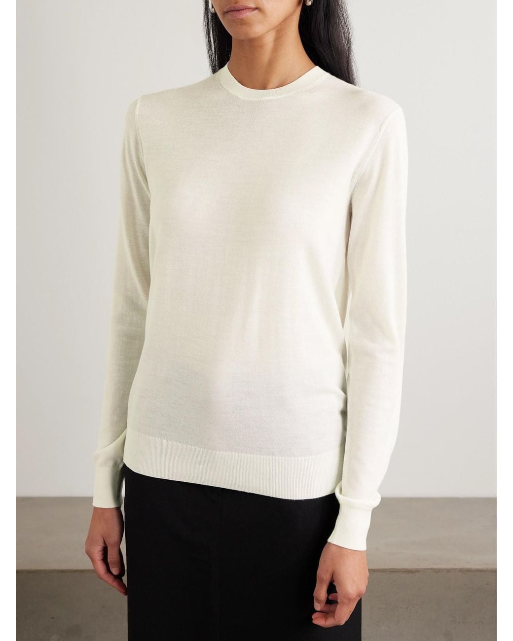 Totême White Garderob Wool And Silk-Blend Sweater