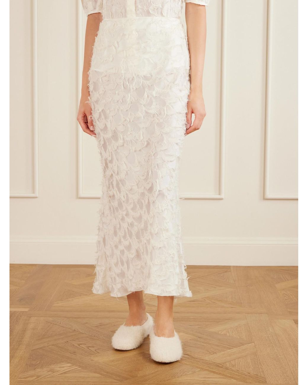 Gabriela Hearst White Frei Fil Coupè Silk And Wool-Blend Maxi Skirt