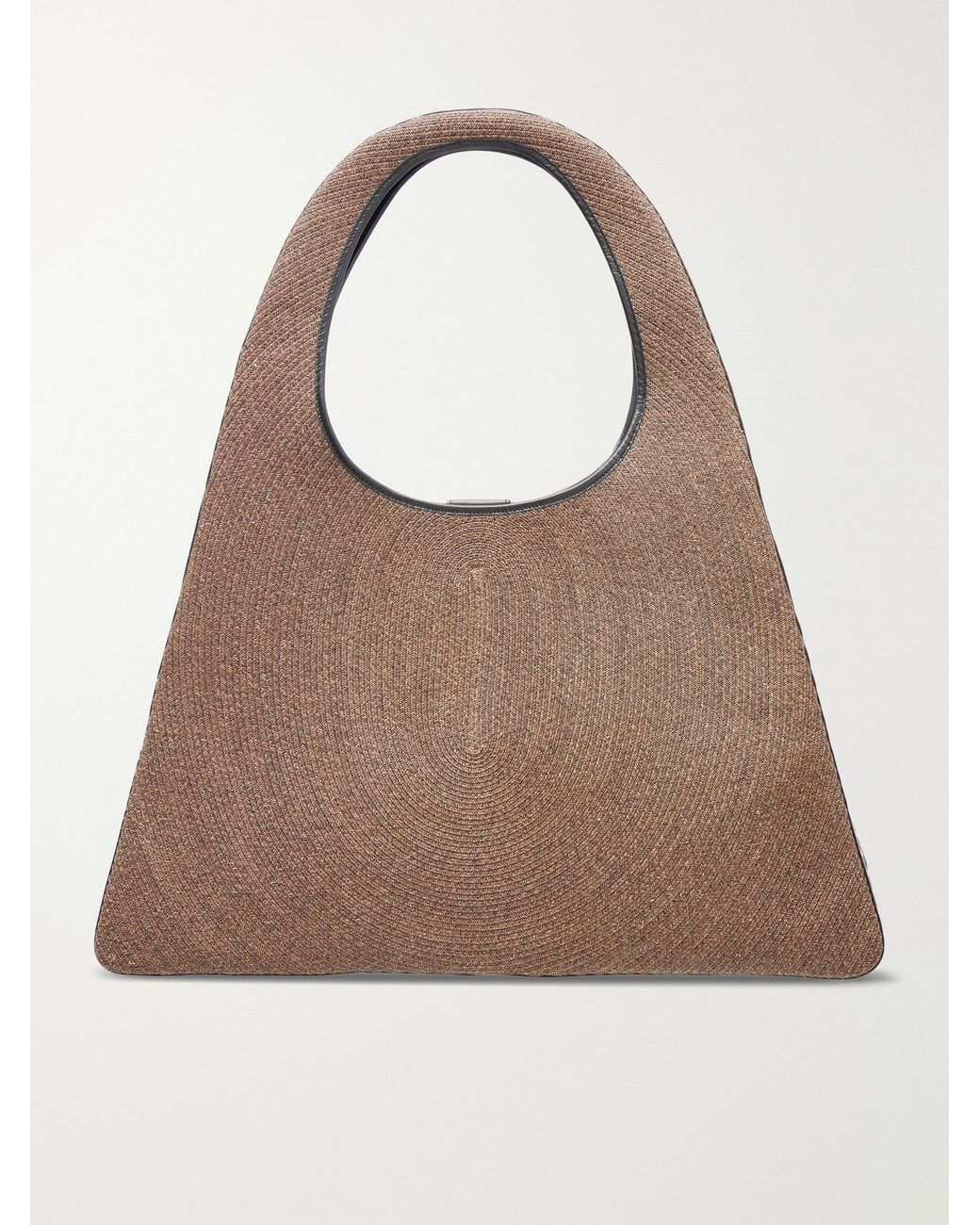 Alaïa Natural Leather-Trimmed Paper Straw Shoulder Bag