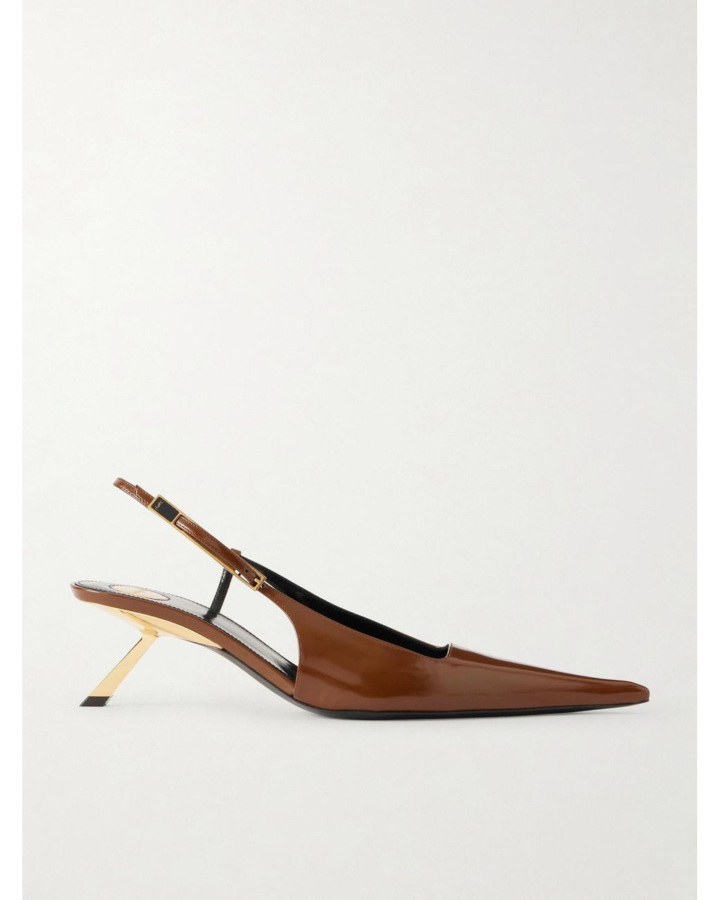 Saint Laurent Natural Lee Glossed-Leather Sandals