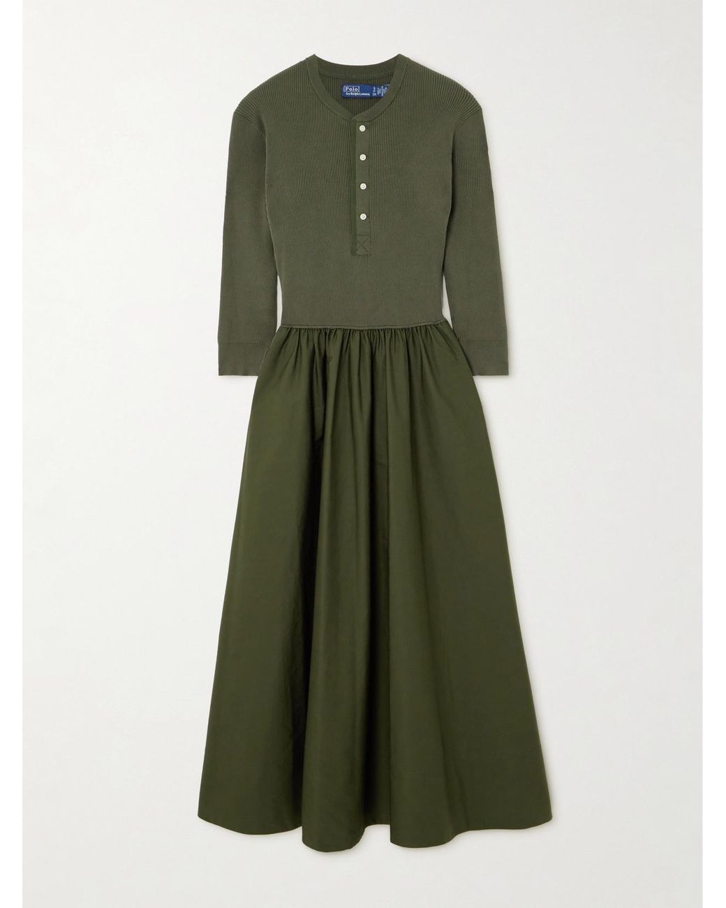 ralph lauren olive green sweater dress Lauren Ralph Lauren RIB KNIT POLO DRESS - Jumper dress - olive grove/olive