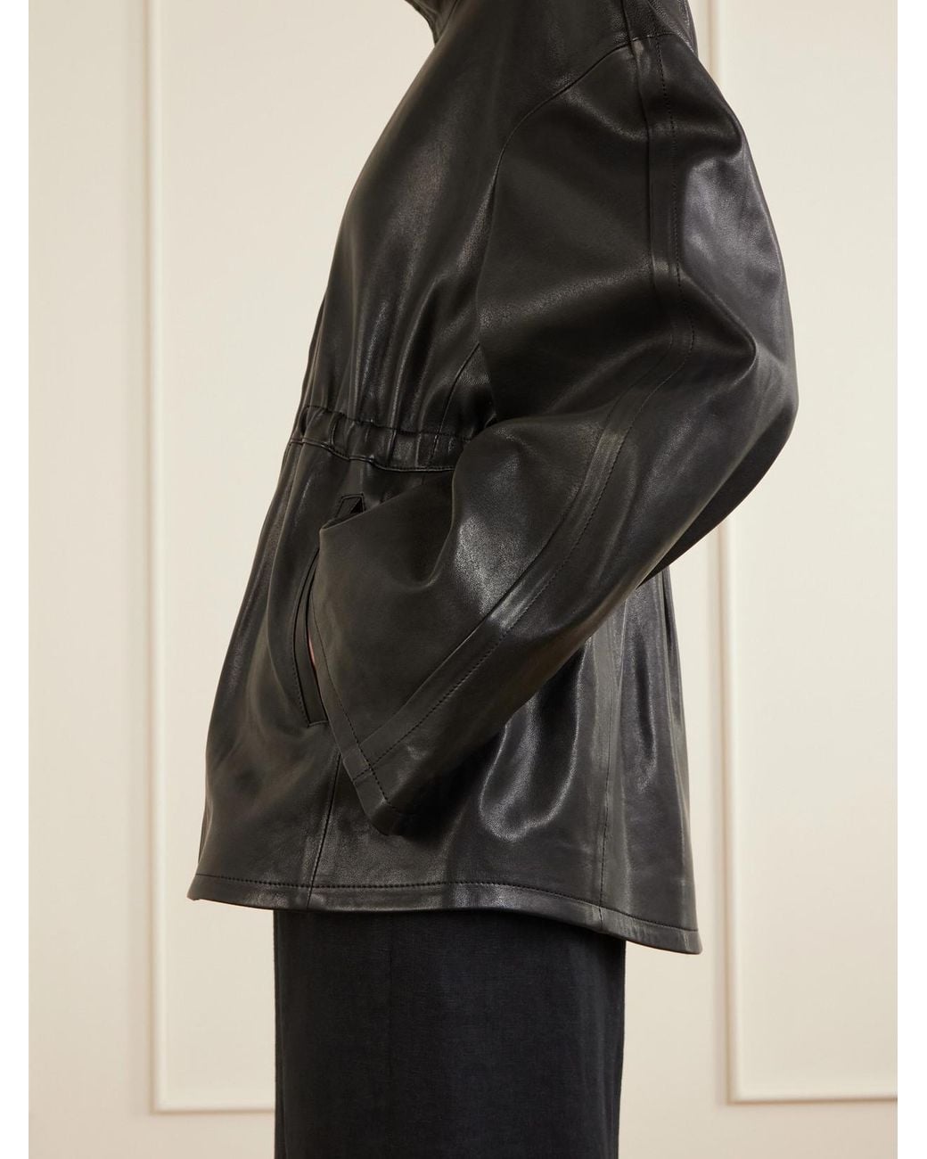Nour Hammour Black Passage Leather Jacket