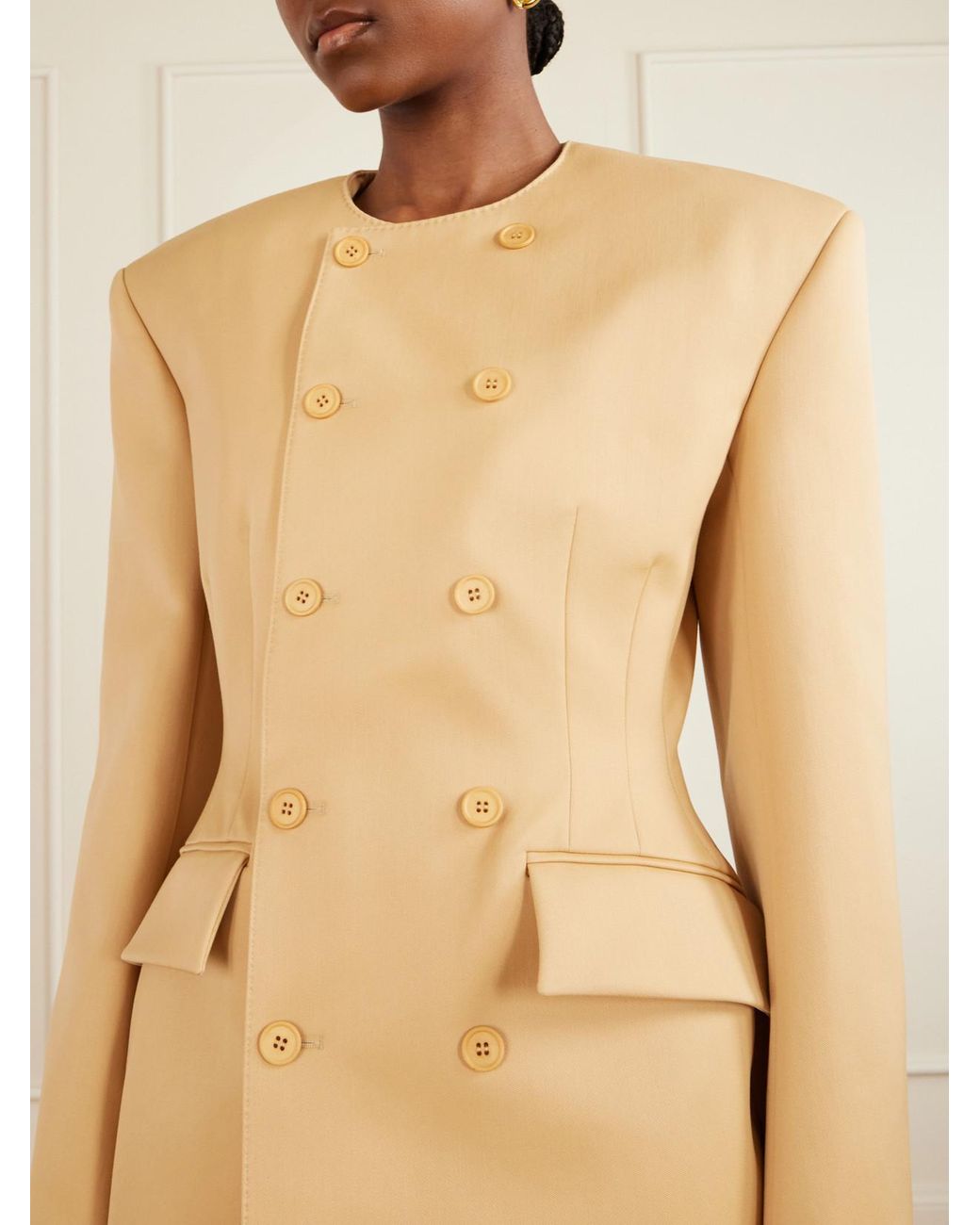 Wardrobe NYC Natural Rhw Double-Breasted Twill Mini Dress