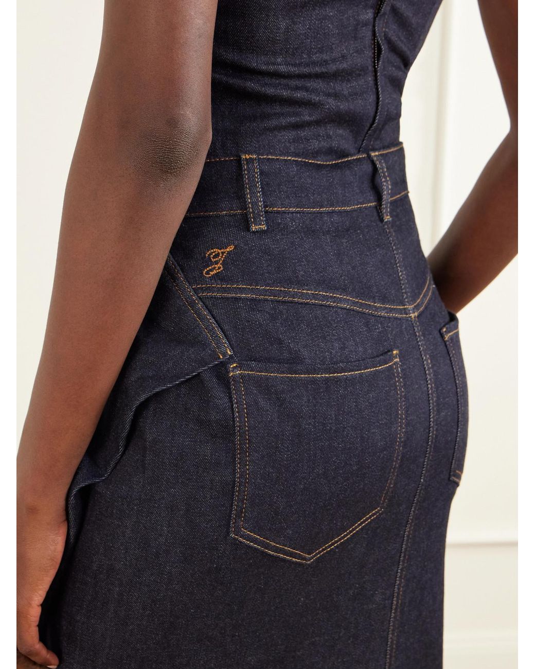 Jacquemus Blue Cubisto De Nimes Cotton-Blend Denim Midi Skirt