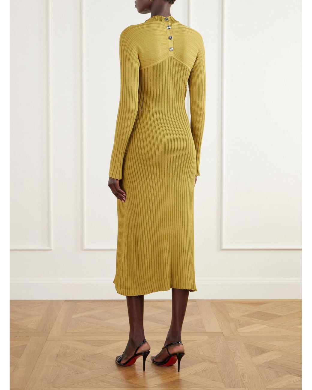 Proenza Schouler Yellow Roux Ribbed Midi Dress