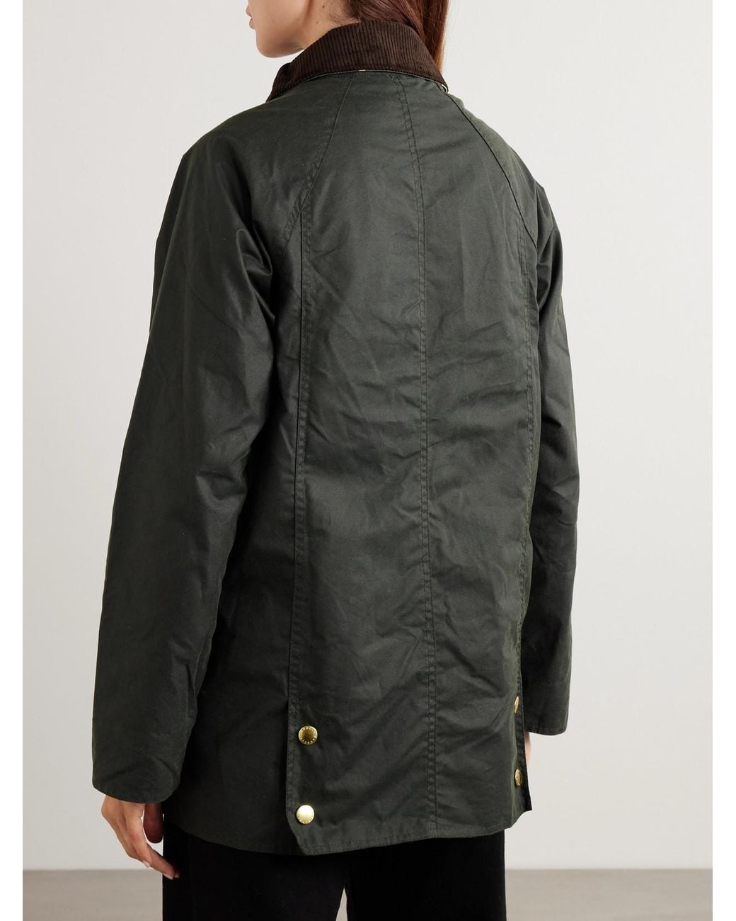 Barbour Gray Beadnell Corduroy-Trimmed Waxed-Cotton Jacket