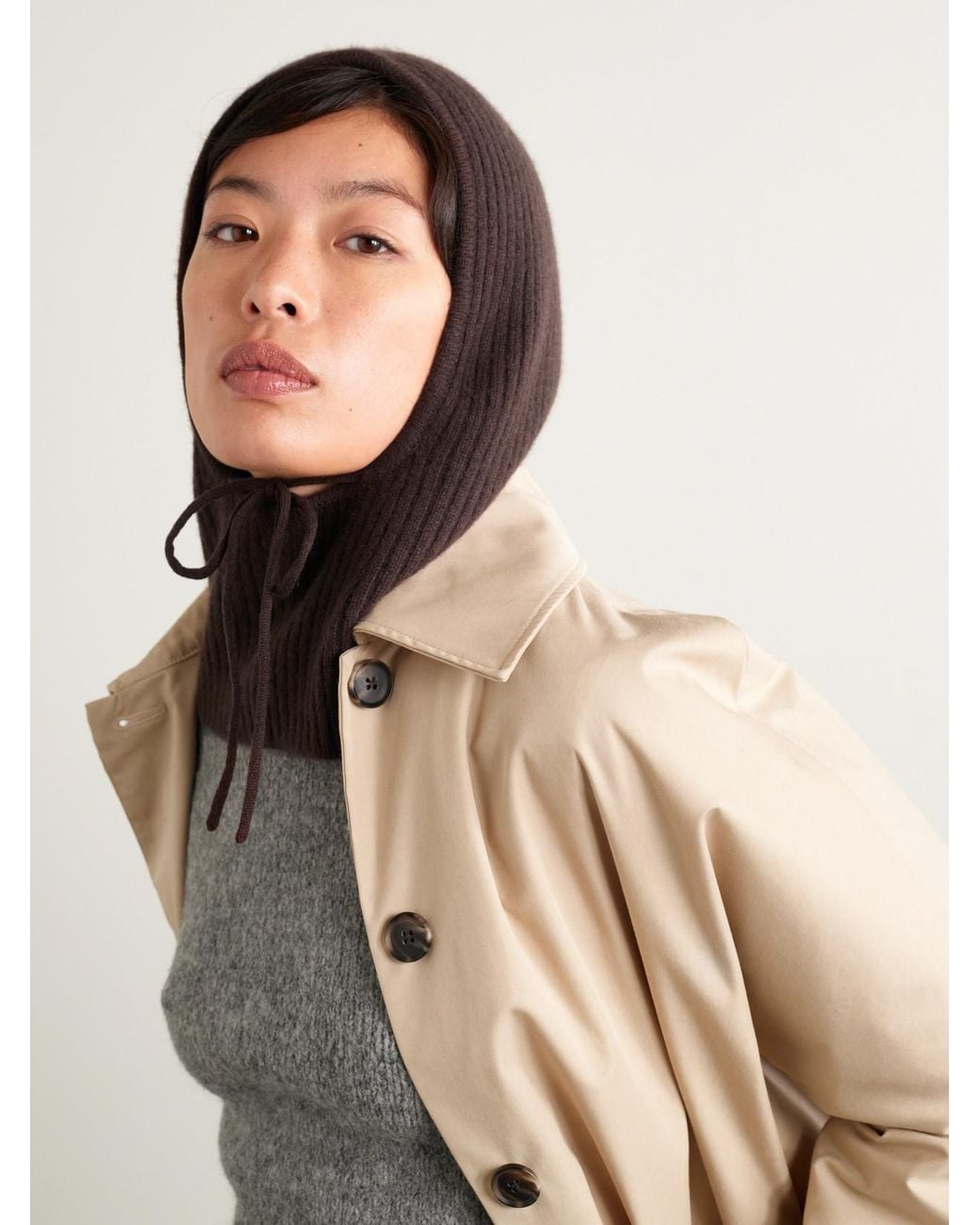 Yves Salomon Brown Ribbed Cashmere Snood