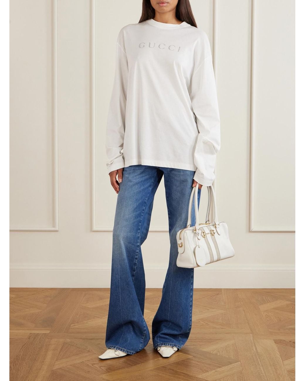 Gucci White Printed Cotton-Jersey T-Shirt
